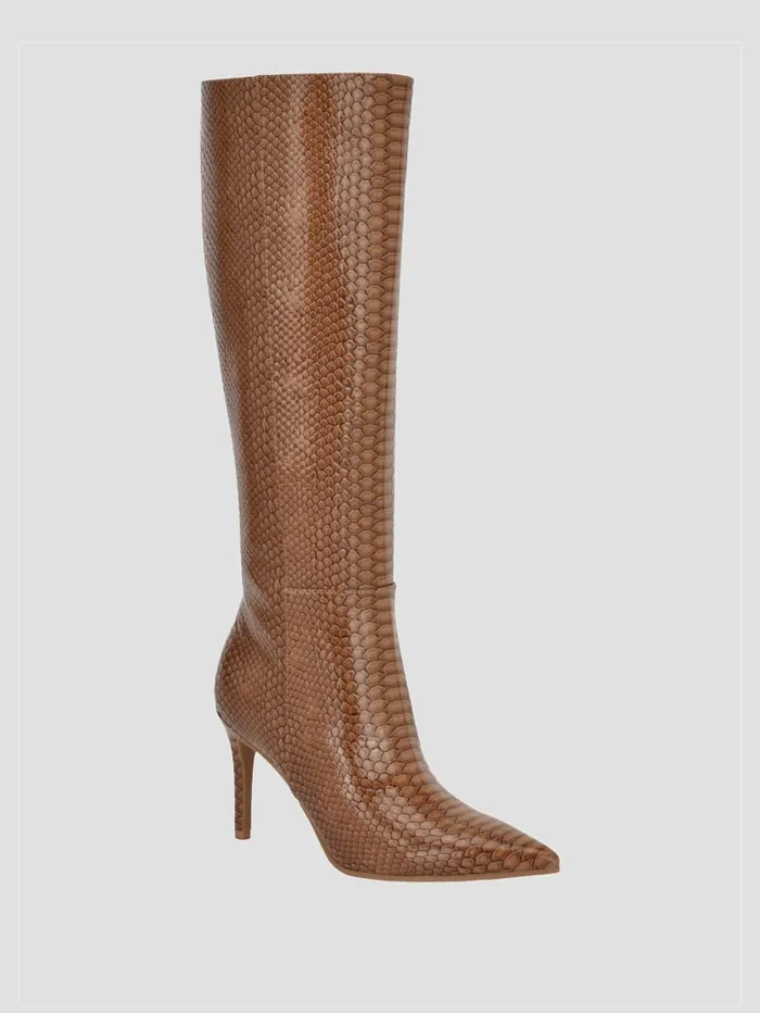 GUESS Shoes Richee Snakeskin Boots Red 8211 Women
