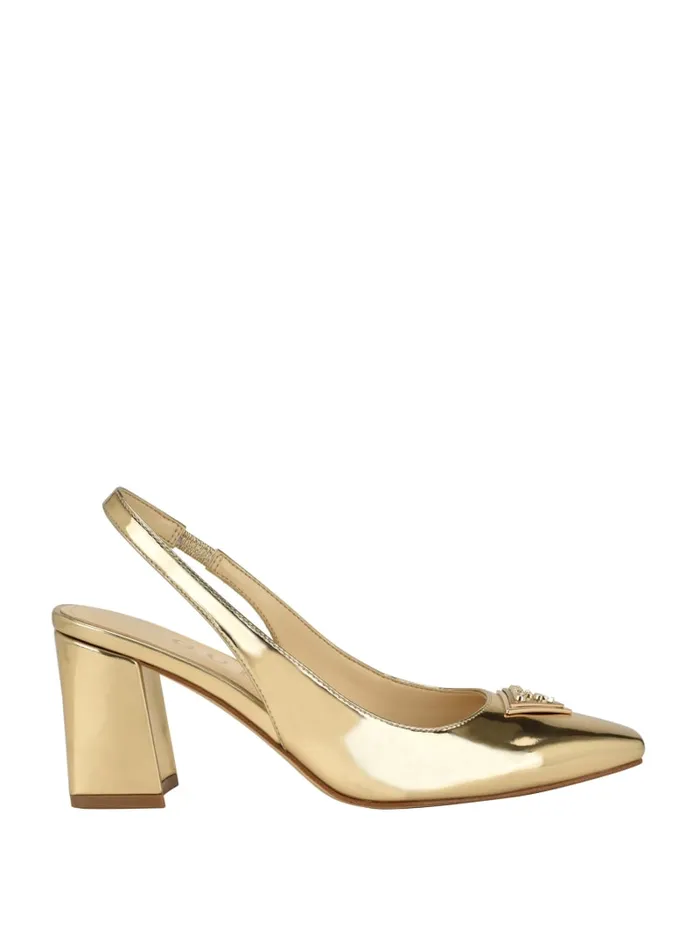 GUESS Shoes Valinda Metallic Slingback Block Heels Gold 8211 Women