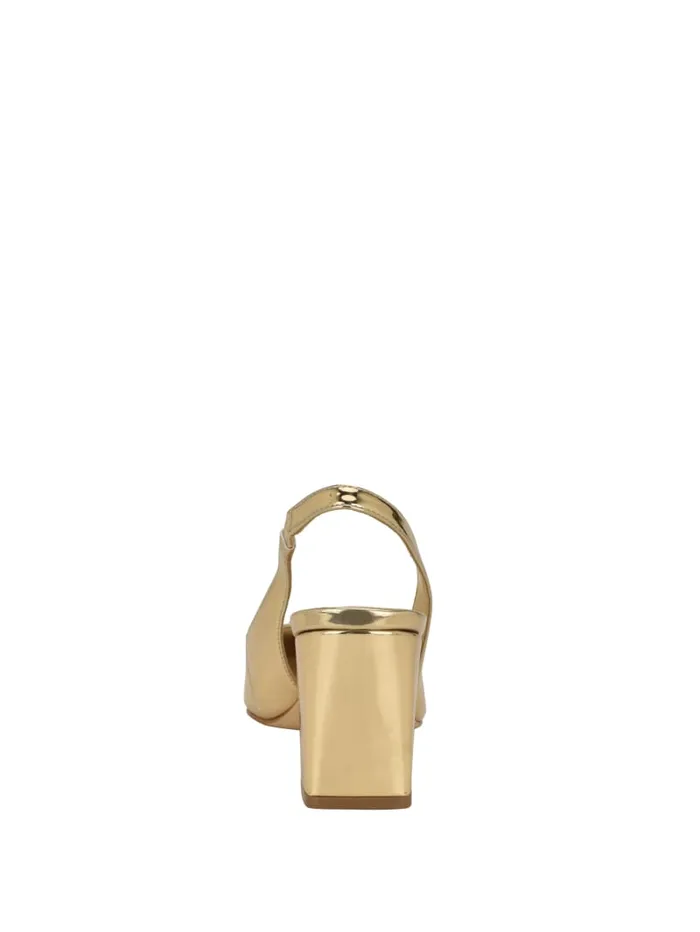 GUESS Shoes Valinda Metallic Slingback Block Heels Gold 8211 Women