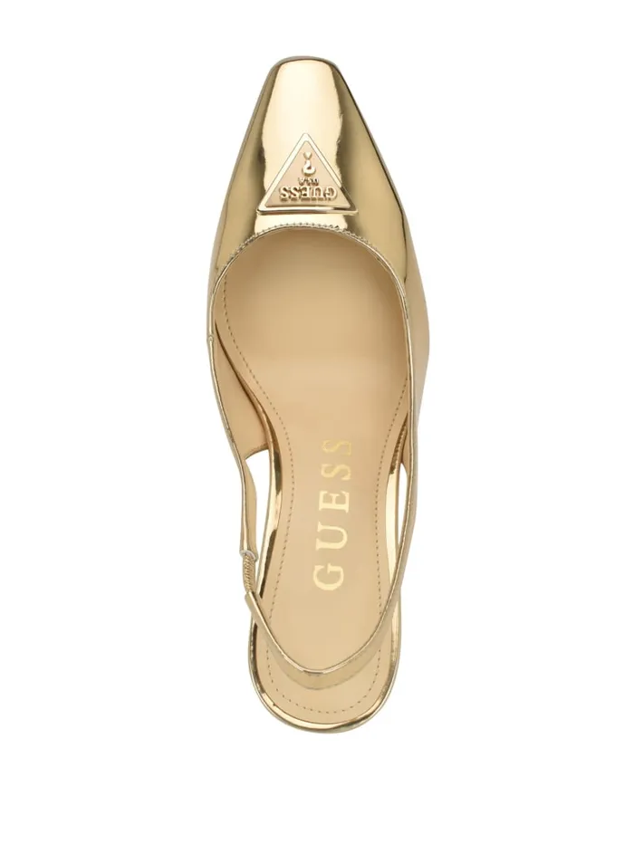 GUESS Shoes Valinda Metallic Slingback Block Heels Gold 8211 Women