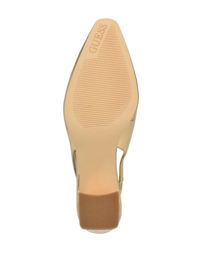 GUESS Shoes Valinda Metallic Slingback Block Heels Gold 8211 Women