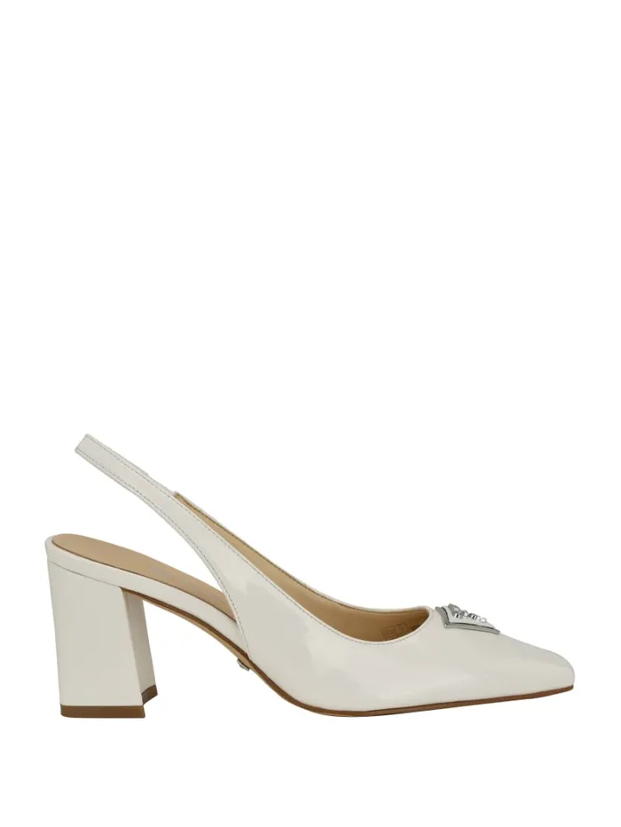 GUESS Shoes Valinda Metallic Slingback Block Heels Gold 8211 Women