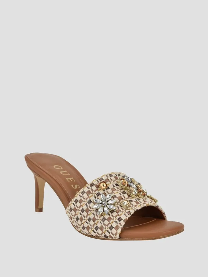 GUESS Shoes Weekful Woven Rhinestone Mules Blue 8211 Women