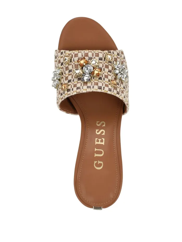 GUESS Shoes Weekful Woven Rhinestone Mules Blue 8211 Women