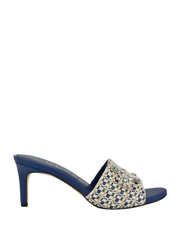 GUESS Shoes Weekful Woven Rhinestone Mules Blue 8211 Women