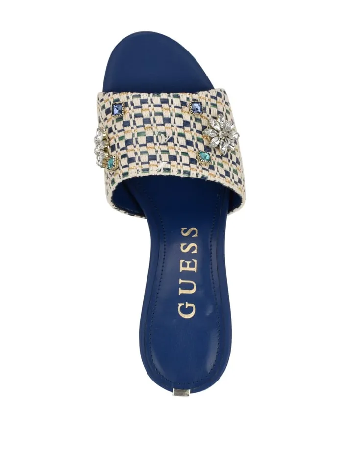 GUESS Shoes Weekful Woven Rhinestone Mules Blue 8211 Women