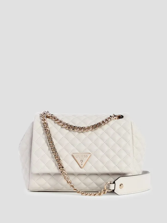 GUESS Shoulder Bags Eco Rianee Quilted Convertible Crossbody White 8211 Unisex