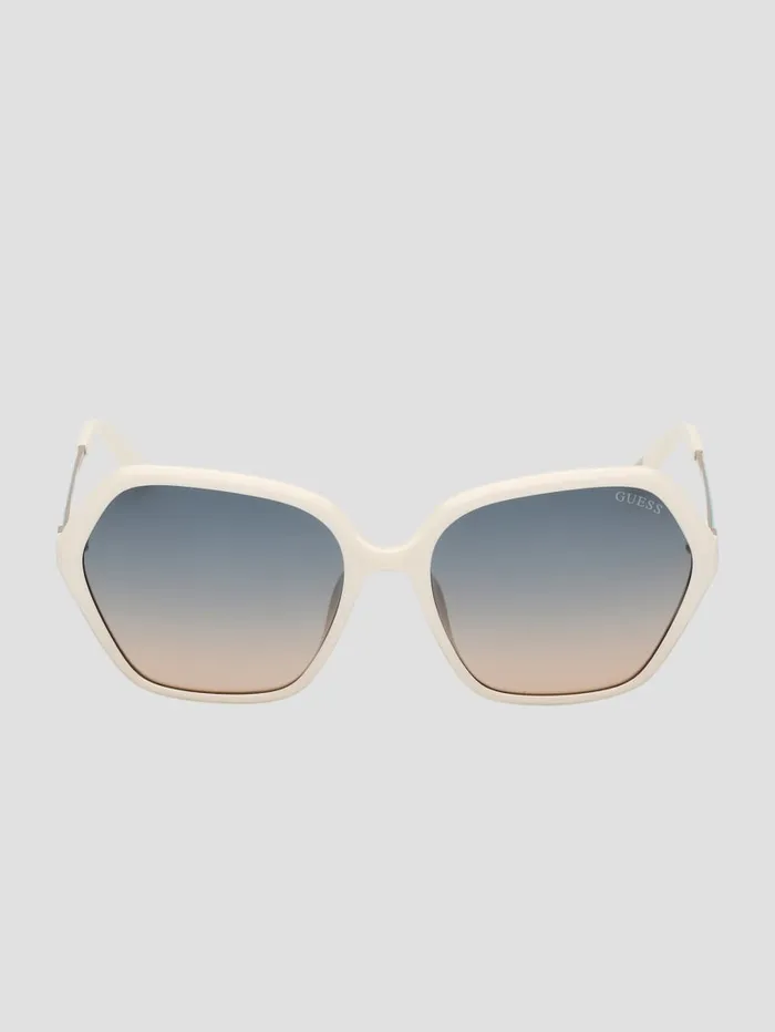 GUESS Sunglasses Anastasia Geometric Sunglasses White 8211 Women