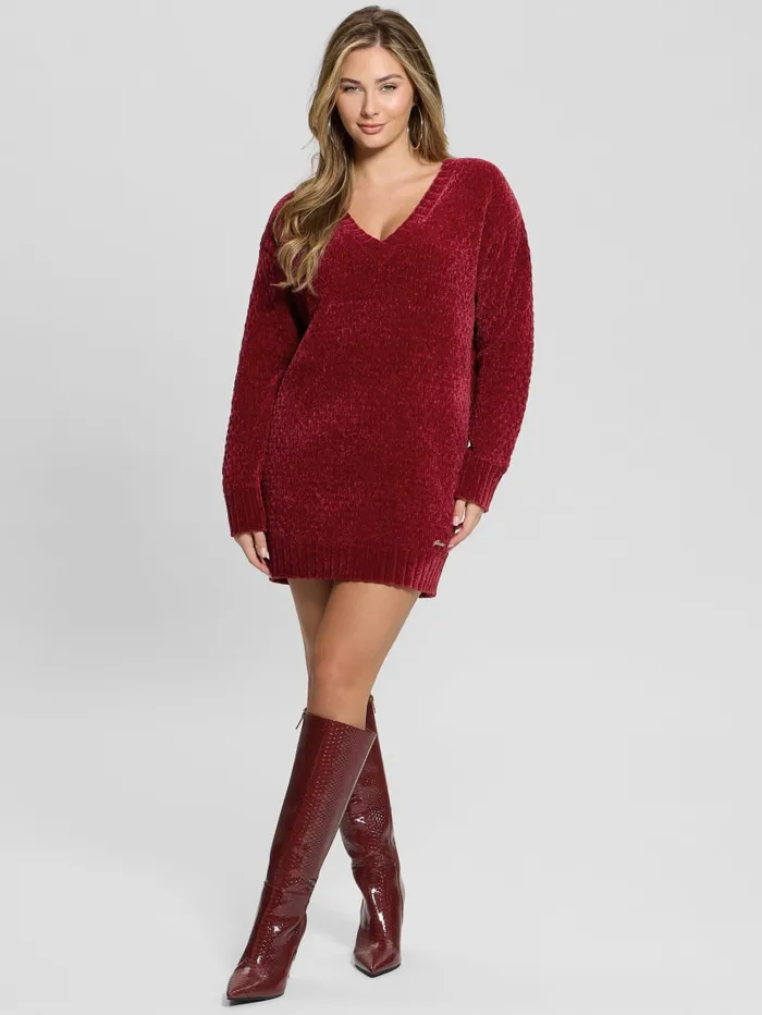 GUESS Sweaters and Knits Eco Talia Longline Chenille Sweater Red 8211 Women