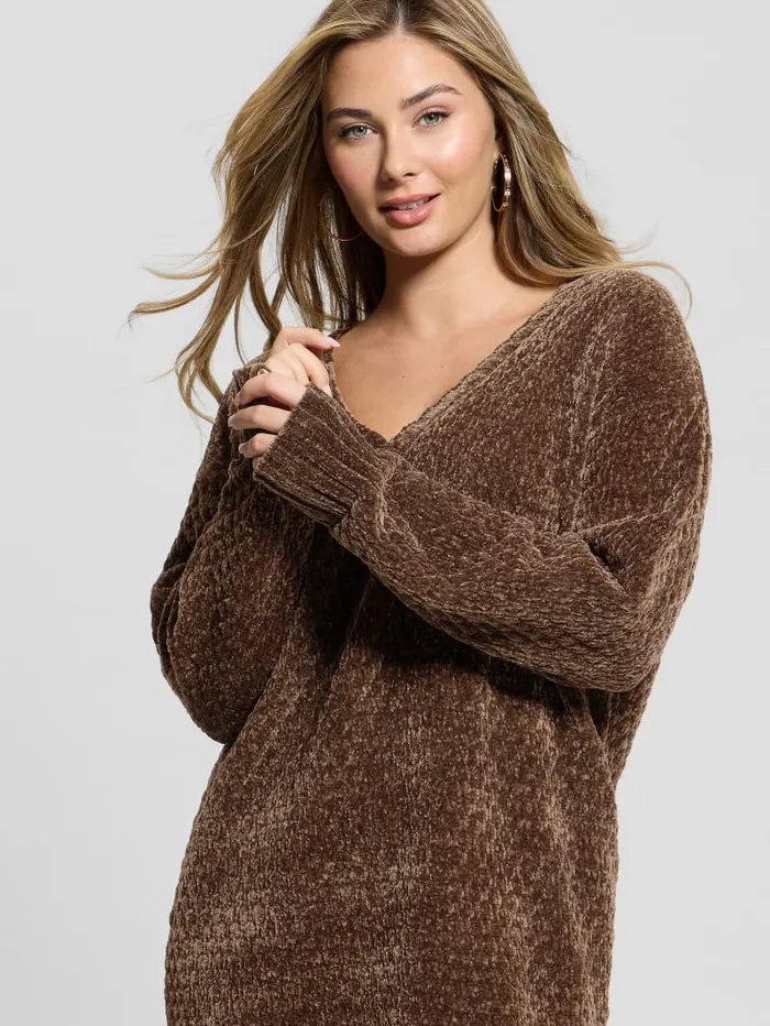 GUESS Sweaters and Knits Eco Talia Longline Chenille Sweater Red 8211 Women