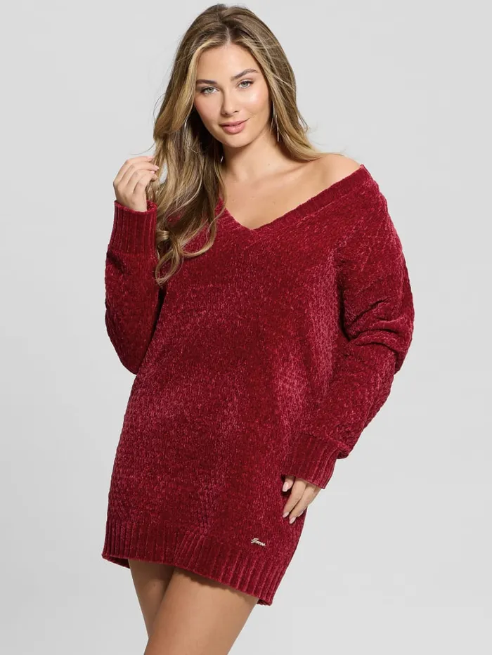 GUESS Sweaters and Knits Eco Talia Longline Chenille Sweater Red 8211 Women