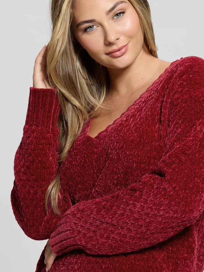 GUESS Sweaters and Knits Eco Talia Longline Chenille Sweater Red 8211 Women