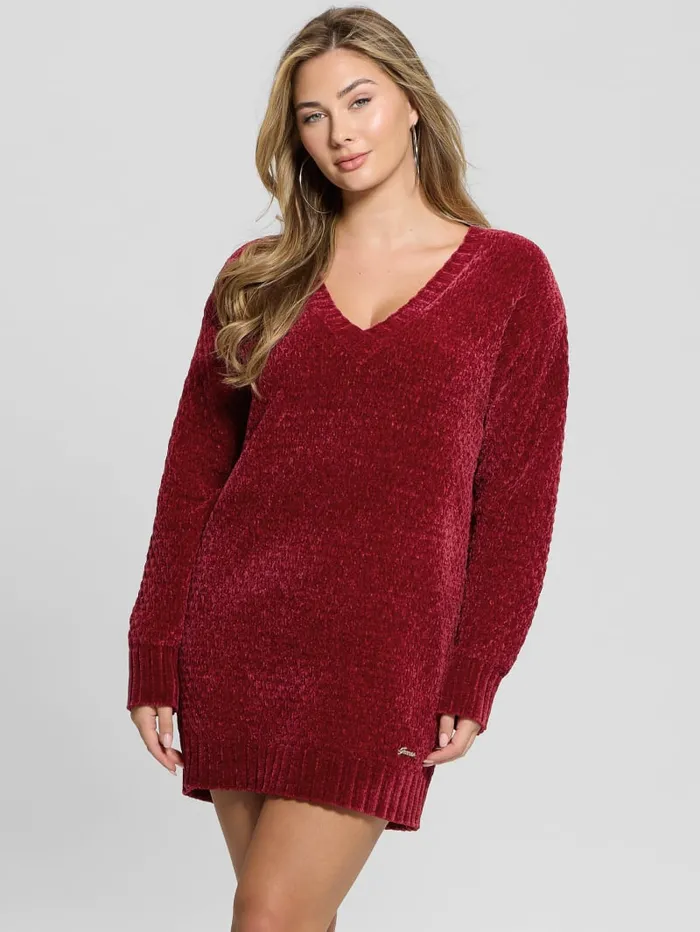 GUESS Sweaters and Knits Eco Talia Longline Chenille Sweater Red 8211 Women