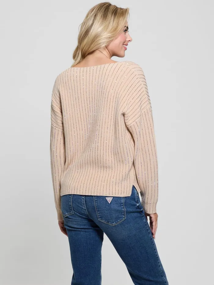 GUESS Sweaters and Knits Lorien Rhinestone Sweater Beige 8211 Women