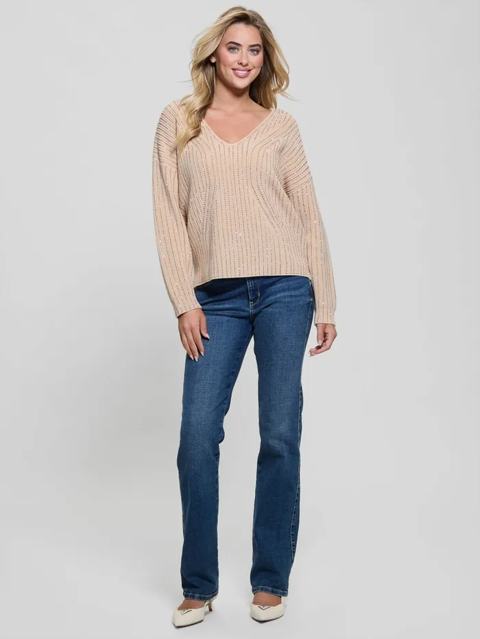 GUESS Sweaters and Knits Lorien Rhinestone Sweater Beige 8211 Women