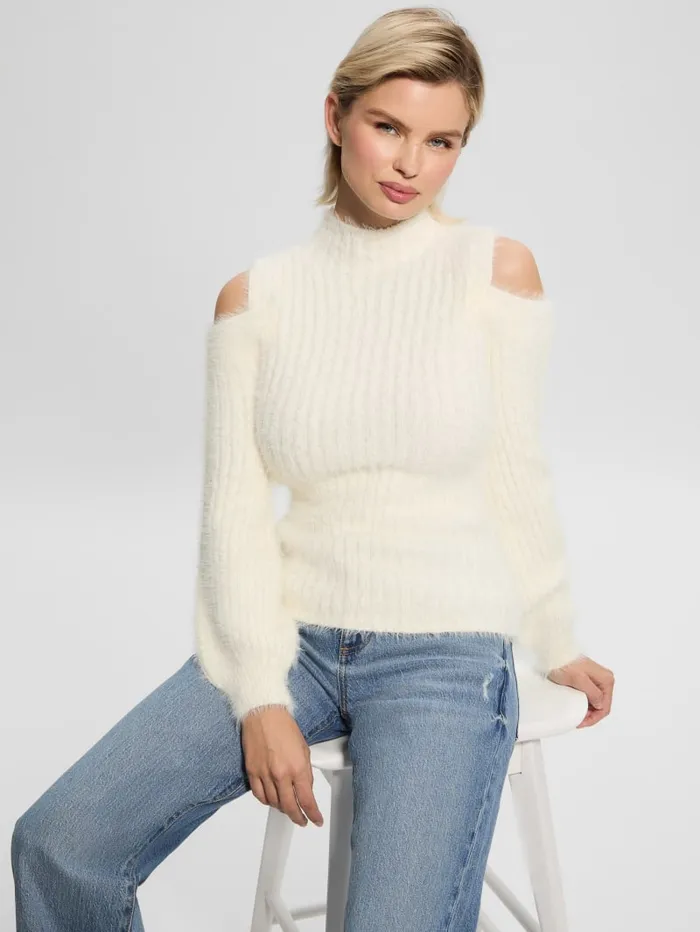 GUESS Sweaters and Knits Takara Fuzzy Sweater White 8211 Women