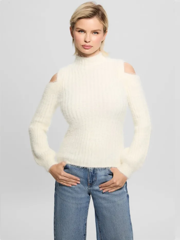GUESS Sweaters and Knits Takara Fuzzy Sweater White 8211 Women