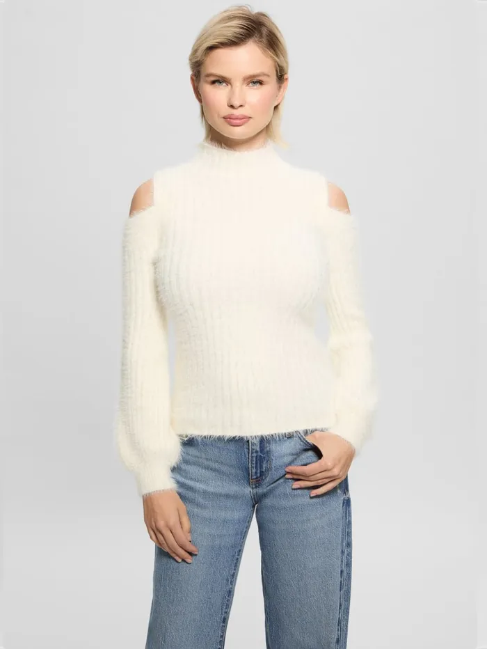 GUESS Sweaters and Knits Takara Fuzzy Sweater White 8211 Women