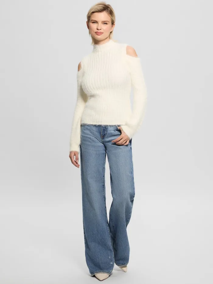 GUESS Sweaters and Knits Takara Fuzzy Sweater White 8211 Women