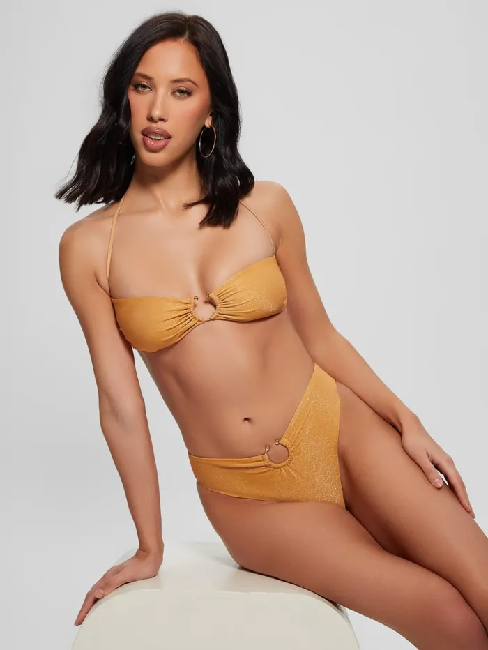 GUESS Swimwear HighWaist Brazilian Bikini Bottoms Gold 8211 Women