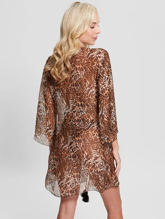 GUESS Swimwear SilkBlend Kimono Brown 8211 Women