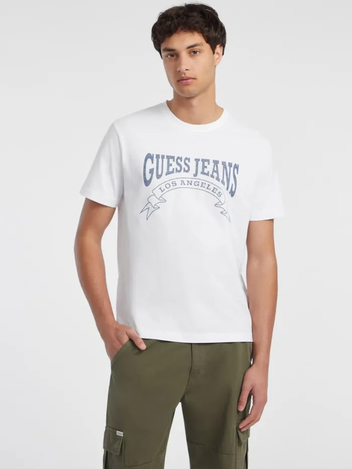 GUESS T Shirts and Tanks Banner Tee White 8211 Men