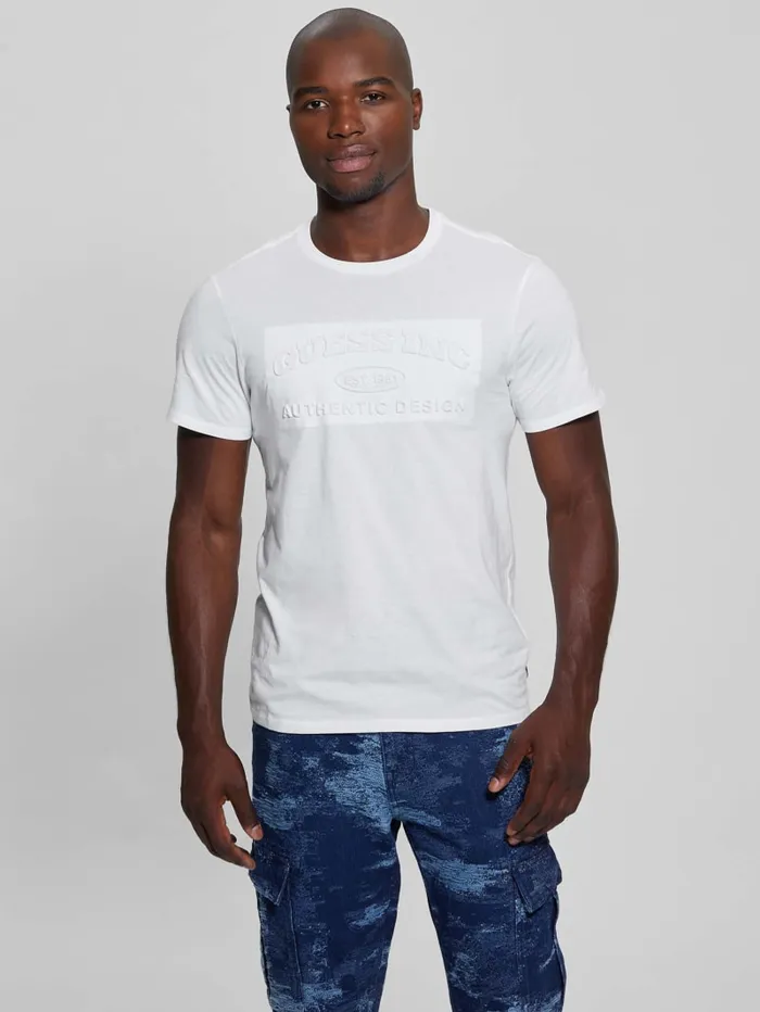 GUESS T Shirts and Tanks Club Logo Tee Blue 8211 Men