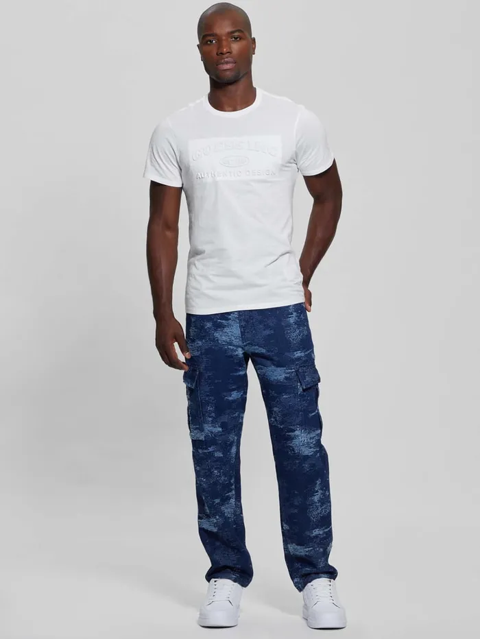 GUESS T Shirts and Tanks Club Logo Tee Blue 8211 Men