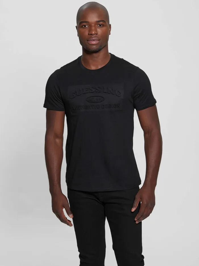 GUESS T Shirts and Tanks Club Logo Tee Blue 8211 Men