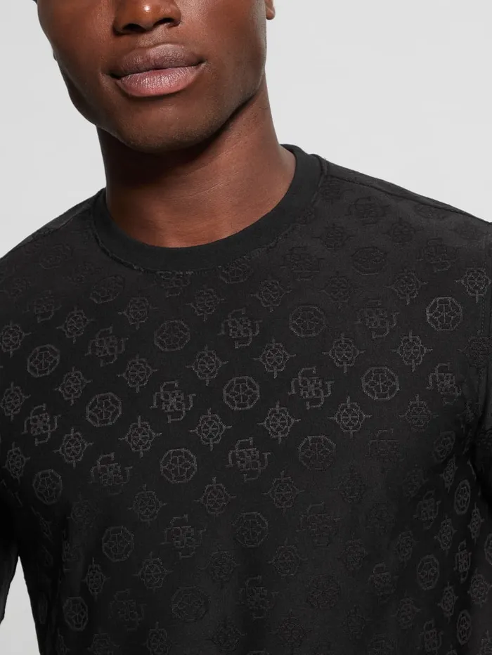 GUESS T Shirts and Tanks Eco Peony Jacquard Crewneck Black 8211 Men