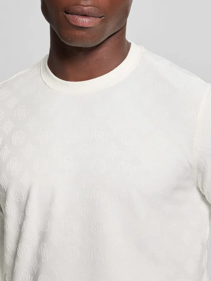 GUESS T Shirts and Tanks Eco Peony Jacquard Crewneck Black 8211 Men