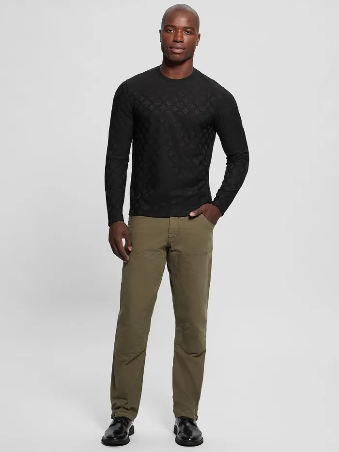 GUESS T Shirts and Tanks Eco Peony Jacquard Crewneck Black 8211 Men