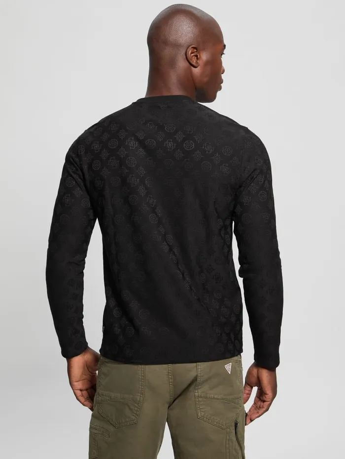 GUESS T Shirts and Tanks Eco Peony Jacquard Crewneck Black 8211 Men