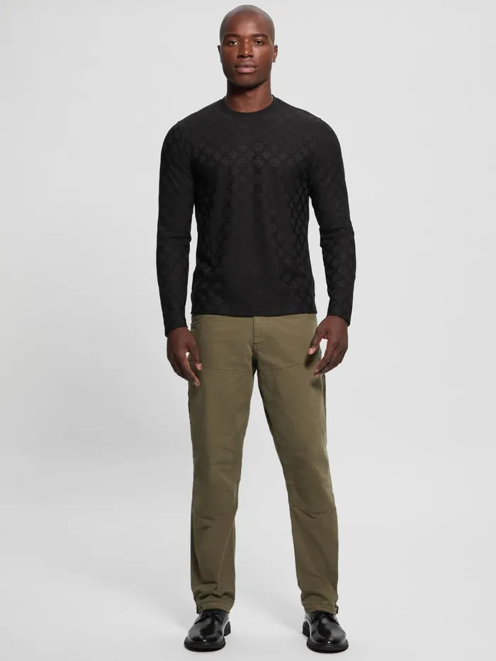 GUESS T Shirts and Tanks Eco Peony Jacquard Crewneck Black 8211 Men