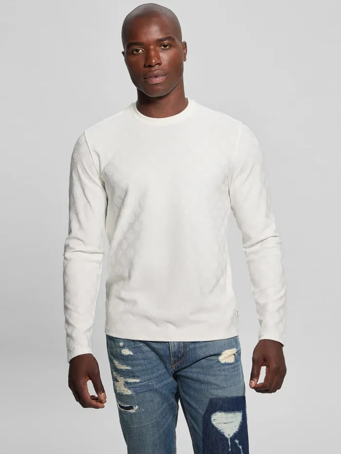 GUESS T Shirts and Tanks Eco Peony Jacquard Crewneck Black 8211 Men