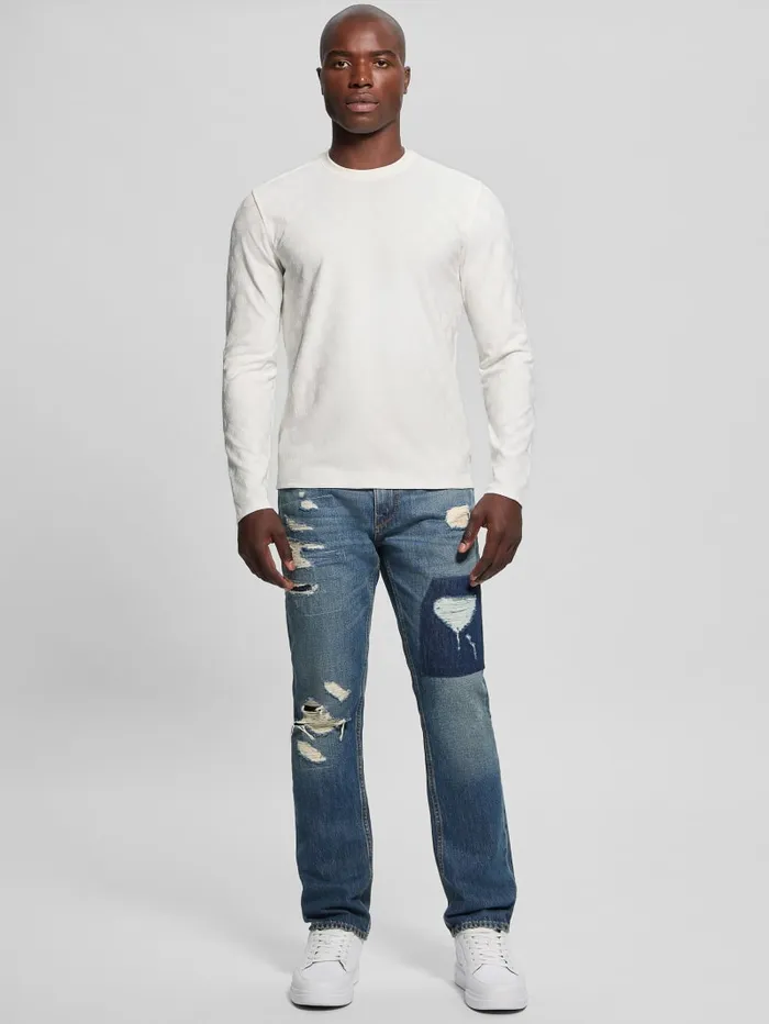 GUESS T Shirts and Tanks Eco Peony Jacquard Crewneck Black 8211 Men