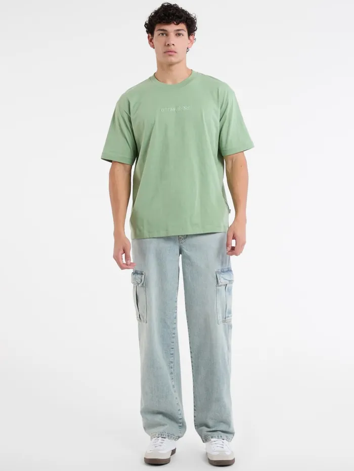 GUESS T Shirts and Tanks Embroidered Logo Tee Green 8211 Men
