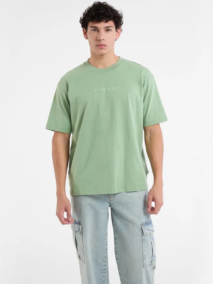 GUESS T Shirts and Tanks Embroidered Logo Tee Green 8211 Men