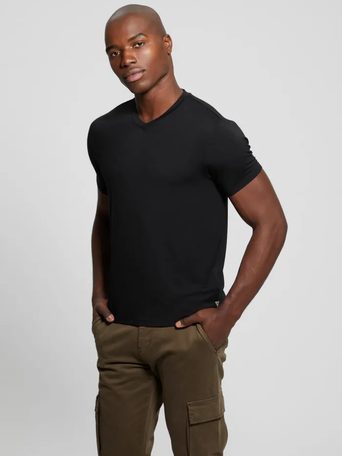 GUESS T Shirts and Tanks Heavy Jersey VNeck Tee Black 8211 Men