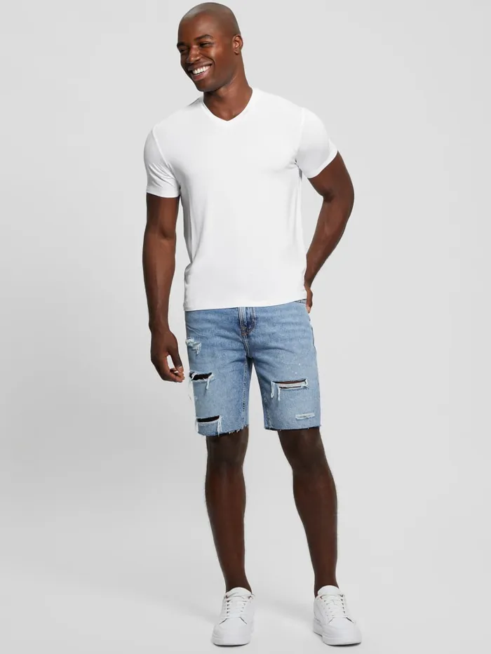 GUESS T Shirts and Tanks Heavy Jersey VNeck Tee Black 8211 Men