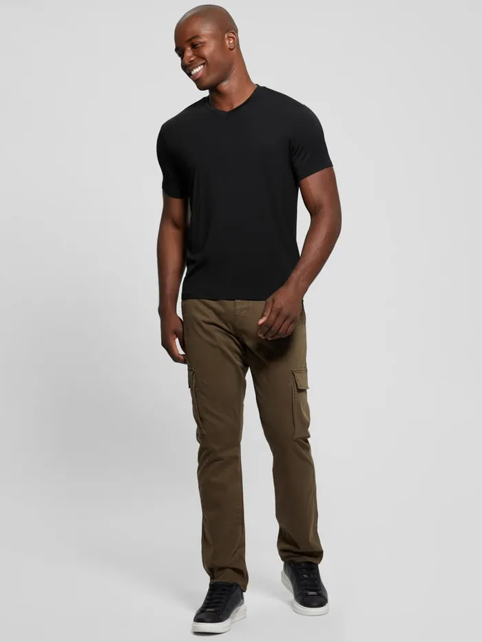 GUESS T Shirts and Tanks Heavy Jersey VNeck Tee Black 8211 Men