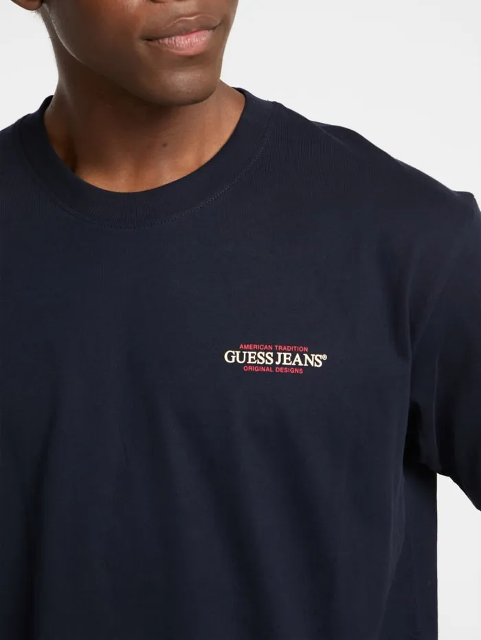 GUESS T Shirts and Tanks Oversized American Tradition Tee Blue 8211 Men