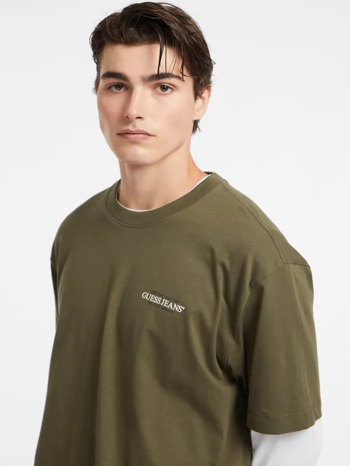 GUESS T Shirts and Tanks Oversized American Tradition Tee Green 8211 Men