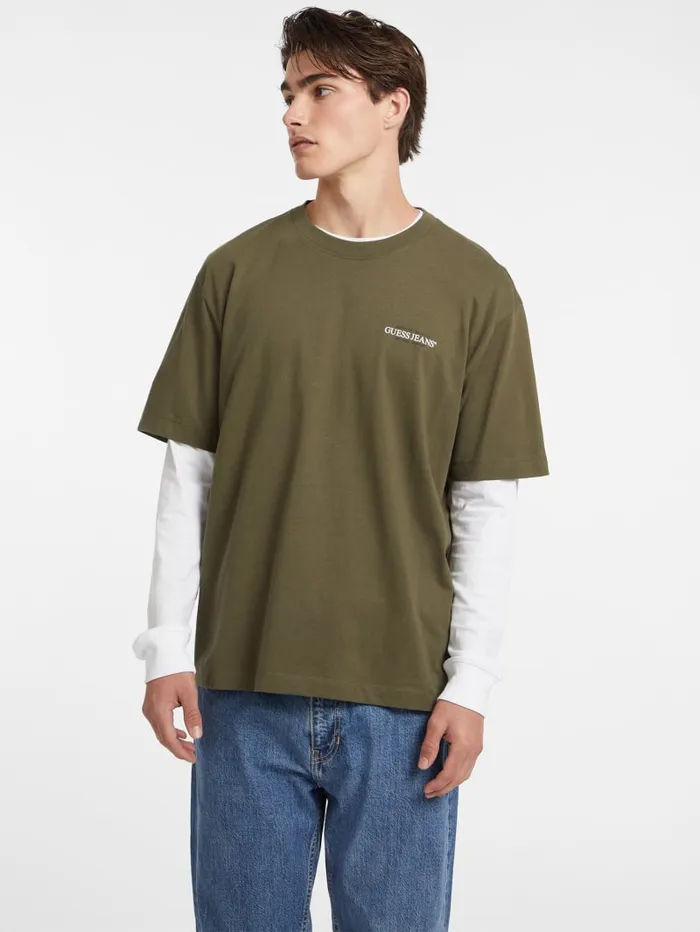 GUESS T Shirts and Tanks Oversized American Tradition Tee Green 8211 Men
