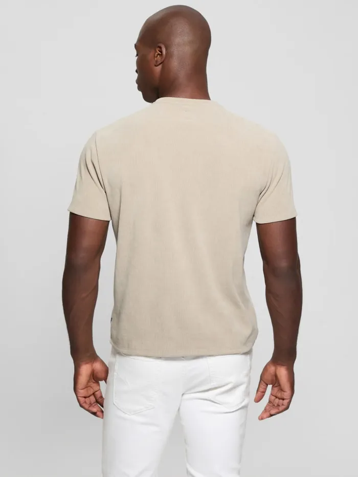 GUESS T Shirts and Tanks Ribbed Crewneck Tee Beige 8211 Men