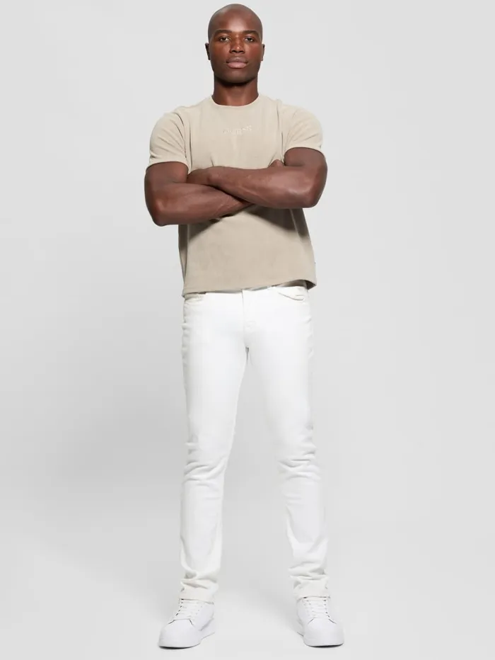 GUESS T Shirts and Tanks Ribbed Crewneck Tee Beige 8211 Men