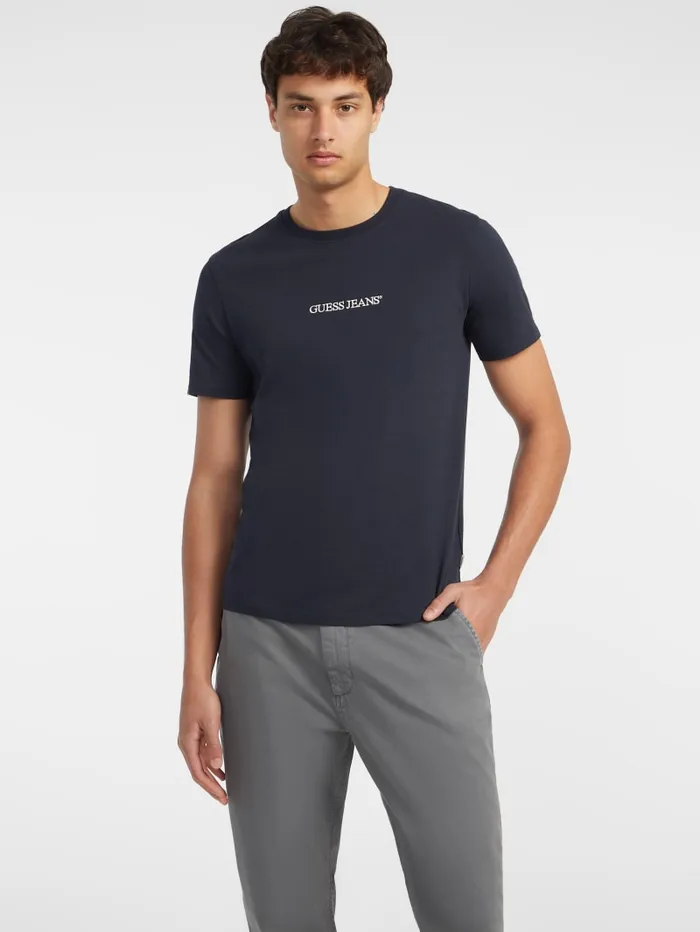 GUESS T Shirts and Tanks Slim Embroidered Logo Tee Blue 8211 Men