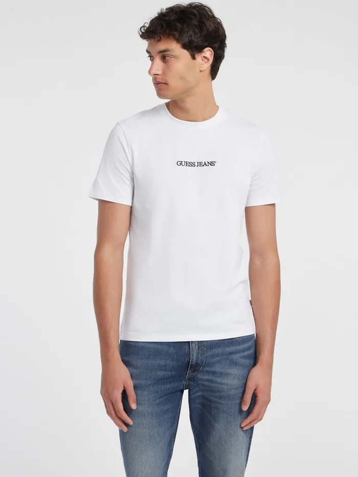 GUESS T Shirts and Tanks Slim Embroidered Logo Tee Blue 8211 Men