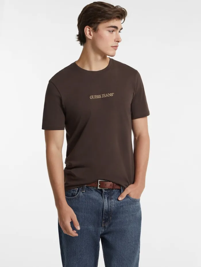 GUESS T Shirts and Tanks Slim Embroidered Logo Tee Blue 8211 Men