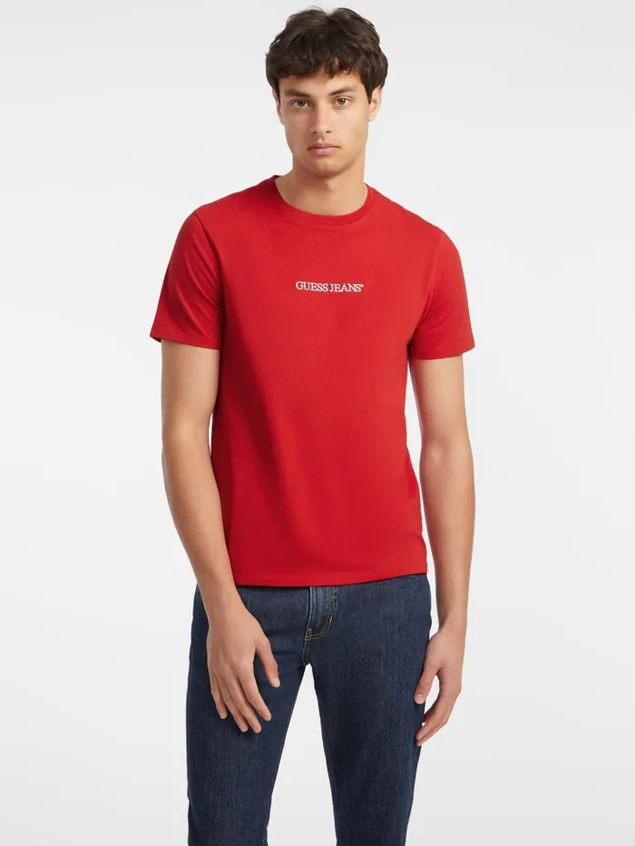 GUESS T Shirts and Tanks Slim Embroidered Logo Tee Blue 8211 Men